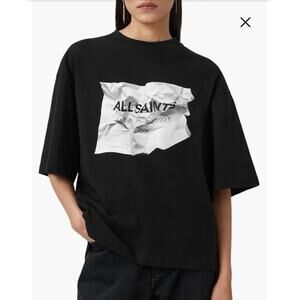 NWOT Women’s ALLSAINTS Scrunch Amelie Oversize Cotton Graphic T-Shirt SZ XS